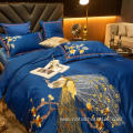 Peacock embroidery luxury bedding sets